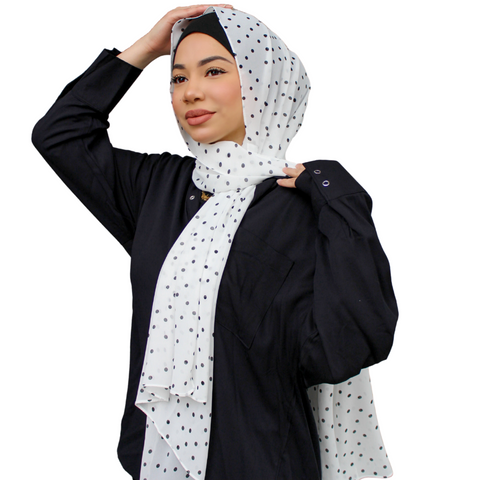 WHITE Polka Dot Chiffon Hijab