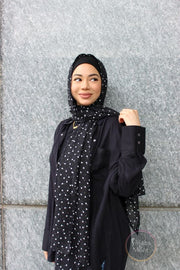 BLACK Polka Dot Chiffon Hijab - BLACK Polka Dot Chiffon Hijab | Hijabs&More Canada | Free Shipping