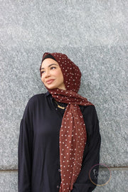 BROWN Polka Dot Chiffon Hijab - Brown Polka Dot Chiffon Hijab | Hijab Store Canada | Free Shipping
