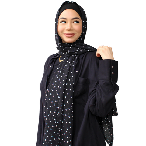 BLACK Polka Dot Chiffon Hijab