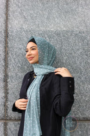 MINT BLUE Polka Dot Chiffon Hijab - MINT Polka Dot Chiffon Hijab | Hijab Store Canada | Free Shipping