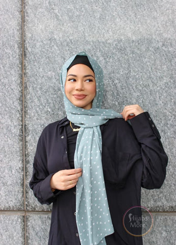 MINT BLUE Polka Dot Chiffon Hijab - MINT Polka Dot Chiffon Hijab | Hijab Store Canada | Free Shipping