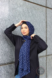 NAVY BLUE Polka Dot Chiffon Hijab - BLUE Polka Dot Chiffon Hijab | Hijabs&More Canada | Free Shipping