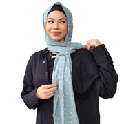 MINT BLUE Polka Dot Chiffon Hijab