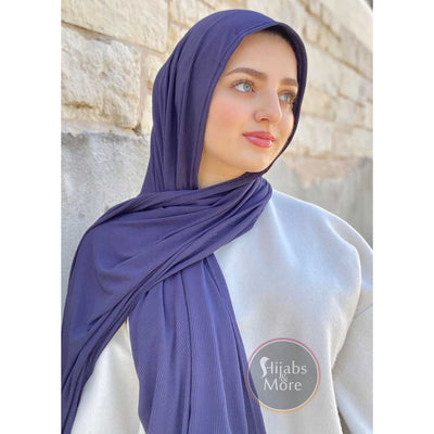 NAVY BLUE LUXURY Ribbed Jersey - Muslim Scarves - NAVY BLUE Ribbed Jersey Hijabs - Online Hijab Store