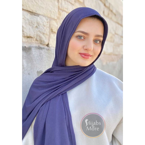 NAVY BLUE LUXURY Ribbed Jersey - Muslim Scarves - NAVY BLUE Ribbed Jersey Hijabs - Online Hijab Store