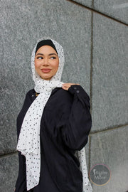 WHITE Polka Dot Chiffon Hijab - WHITE Polka Dot Chiffon Hijab | Hijabs&More Canada | Free Shipping