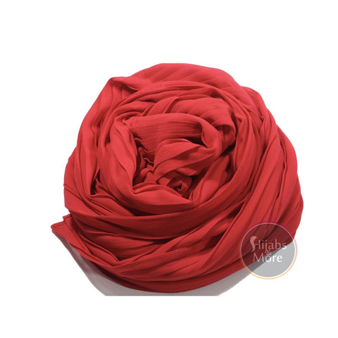 SCARLETT RED Pleated Chiffon Hijab