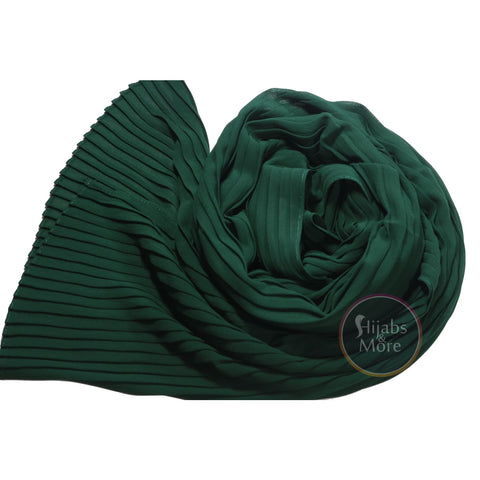 FOREST GREEN Pleated Chiffon